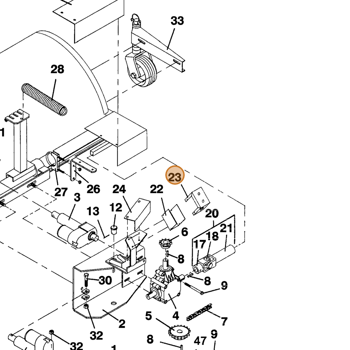 Grasshopper part 721093 — IPL diagram snippet (6x zoom, amber highlight)