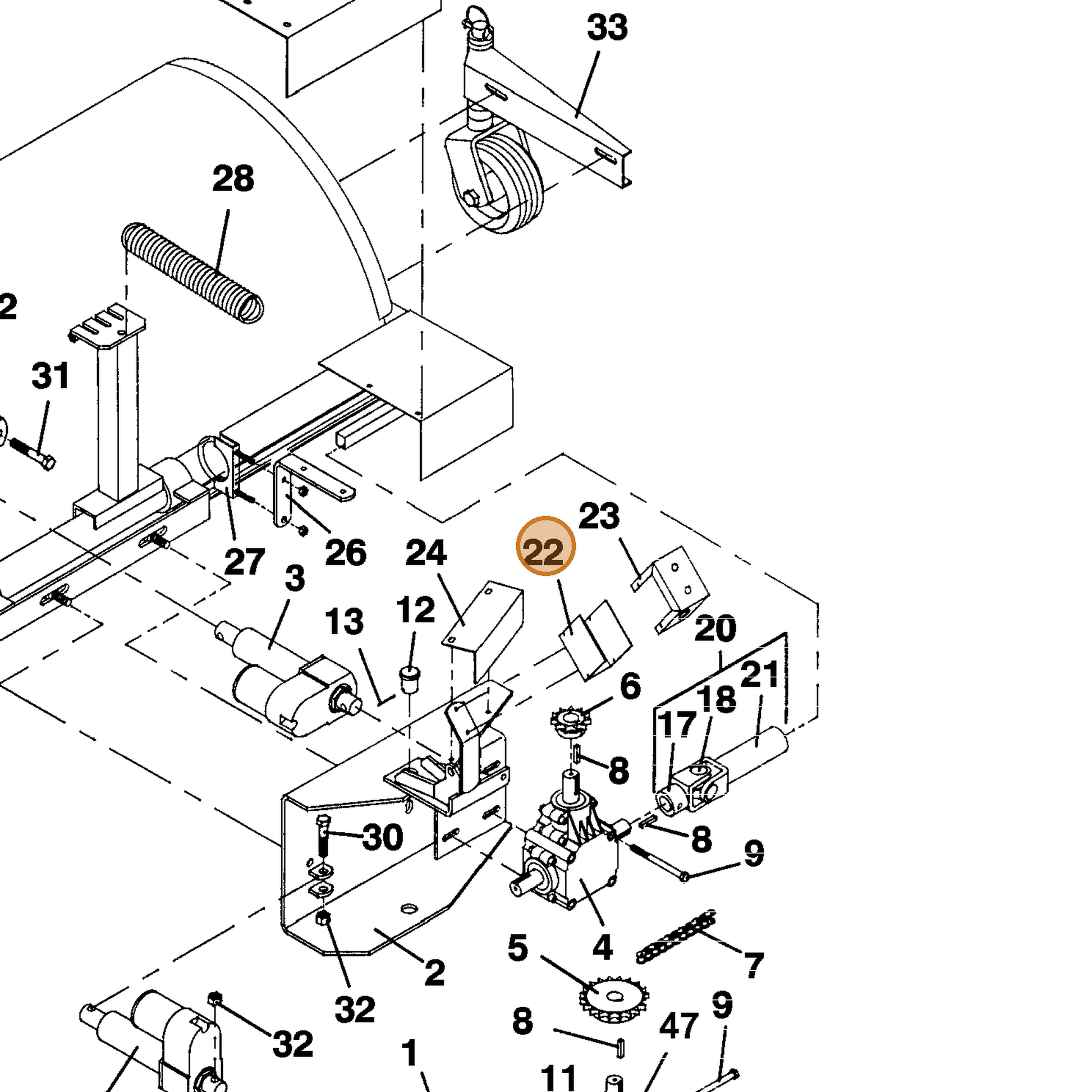 Grasshopper part 721094 — IPL diagram snippet (6x zoom, amber highlight)