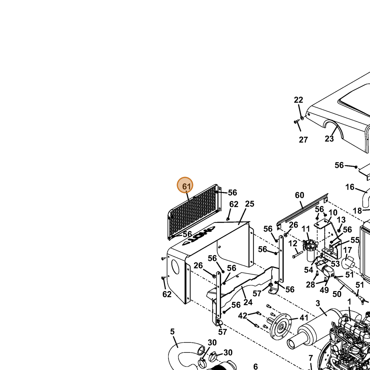 Grasshopper part 721294 — IPL diagram snippet (6x zoom, amber highlight)