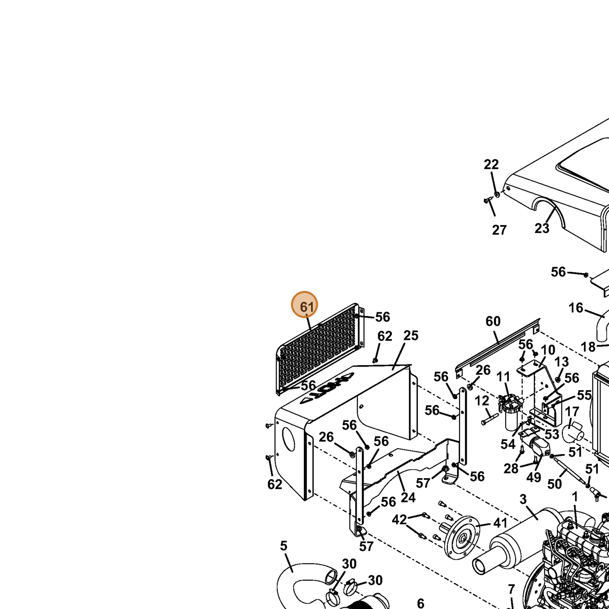 Grasshopper part 721294 — IPL diagram snippet (6x zoom, amber highlight)