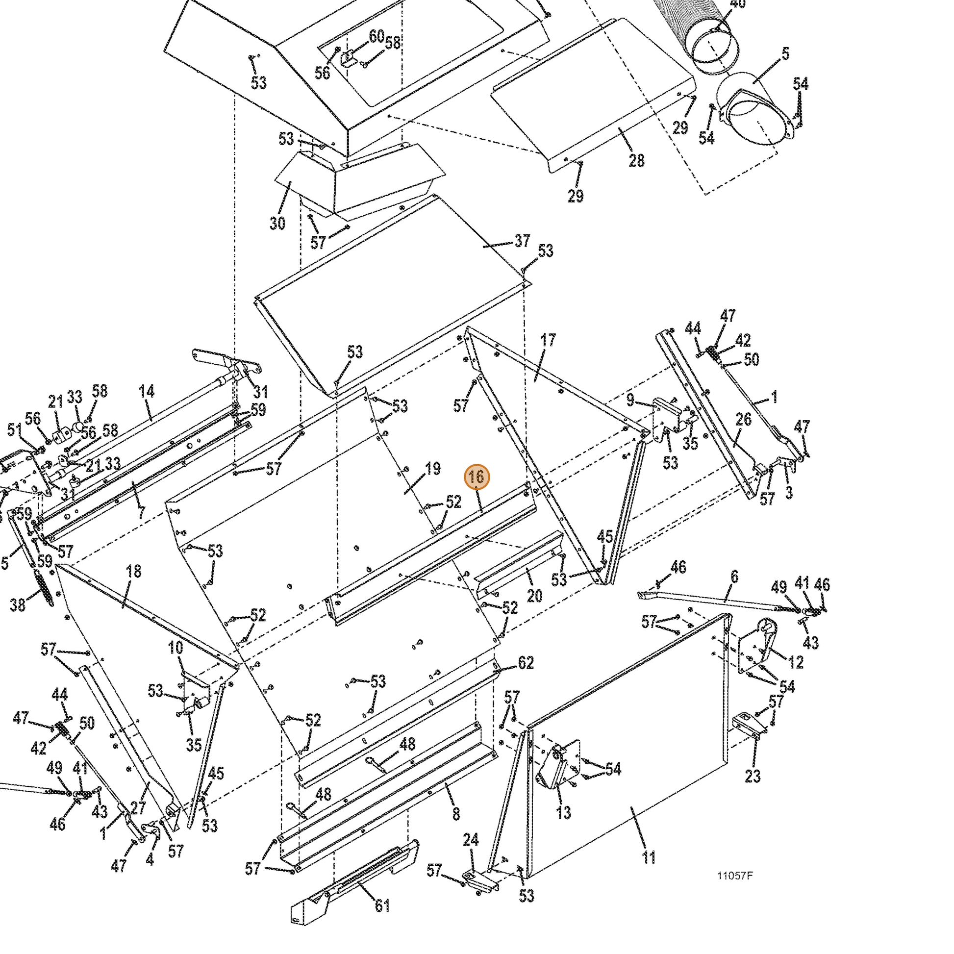 Grasshopper part 721357 — IPL diagram snippet (6x zoom, amber highlight)