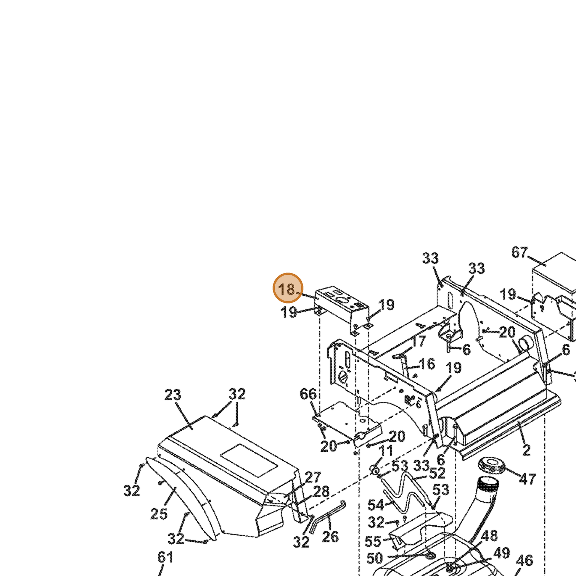 Grasshopper part 721372 — IPL diagram snippet (6x zoom, amber highlight)