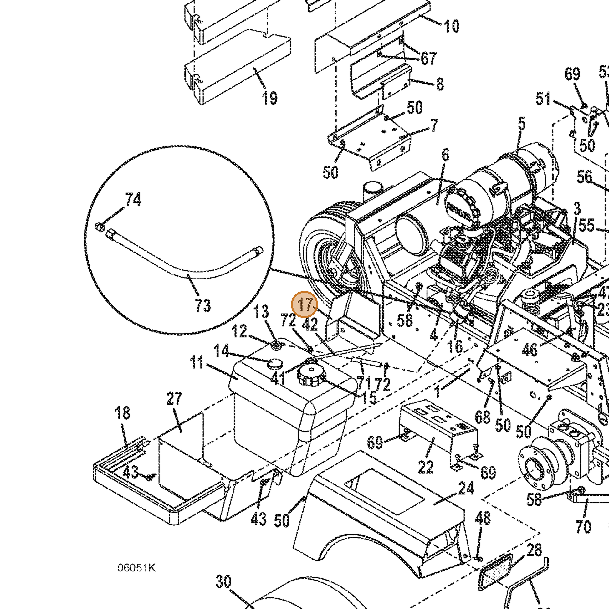 Grasshopper part 721502 — IPL diagram snippet (6x zoom, amber highlight)