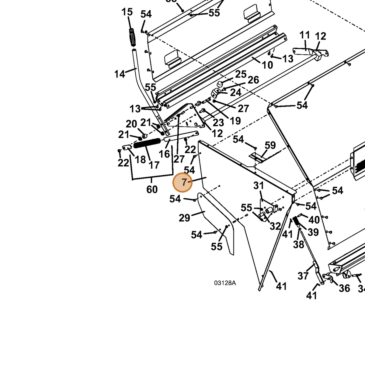Grasshopper part 721742 — IPL diagram snippet (6x zoom, amber highlight)