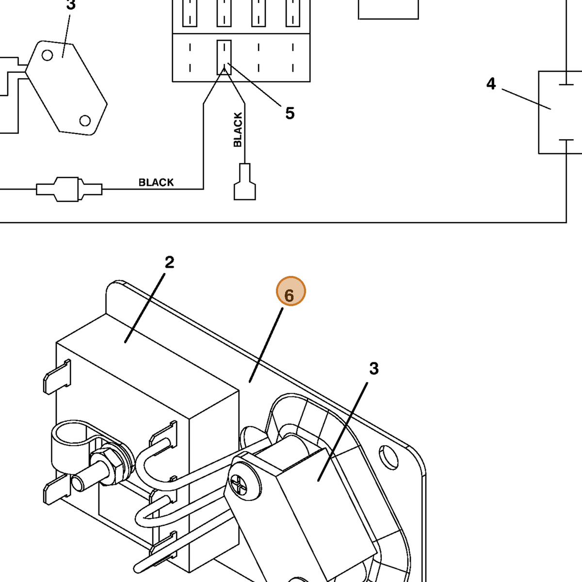 Grasshopper part 722080 — IPL diagram snippet (6x zoom, amber highlight)