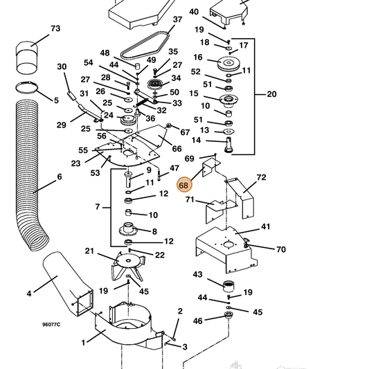 Grasshopper part 722102 — IPL diagram snippet (6x zoom, amber highlight)