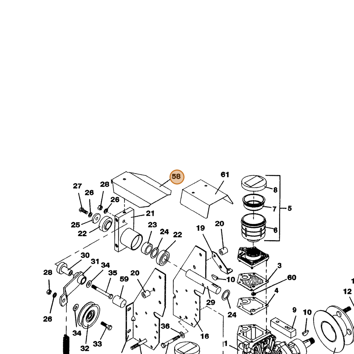 Grasshopper part 722133 — IPL diagram snippet (6x zoom, amber highlight)