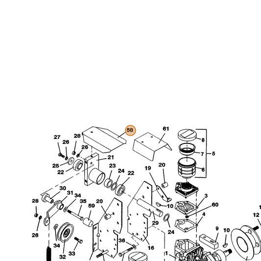 Grasshopper part 722133 — IPL diagram snippet (6x zoom, amber highlight)