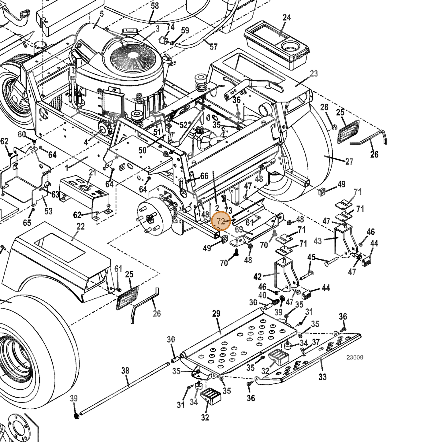 Grasshopper part 722136 — IPL diagram snippet (6x zoom, amber highlight)