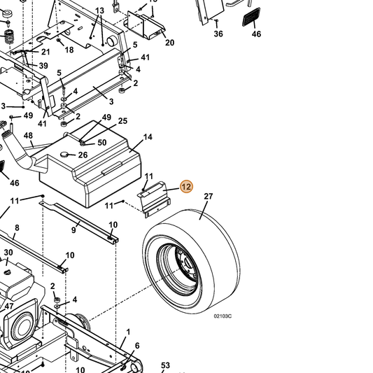 Grasshopper part 722194 — IPL diagram snippet (6x zoom, amber highlight)