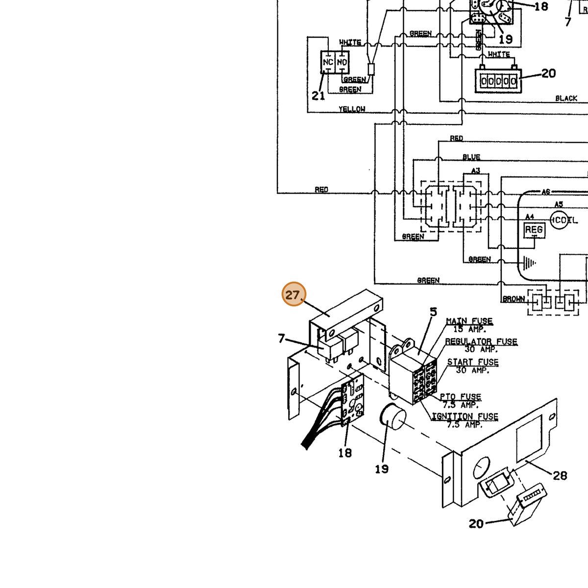 Grasshopper part 722204 — IPL diagram snippet (6x zoom, amber highlight)