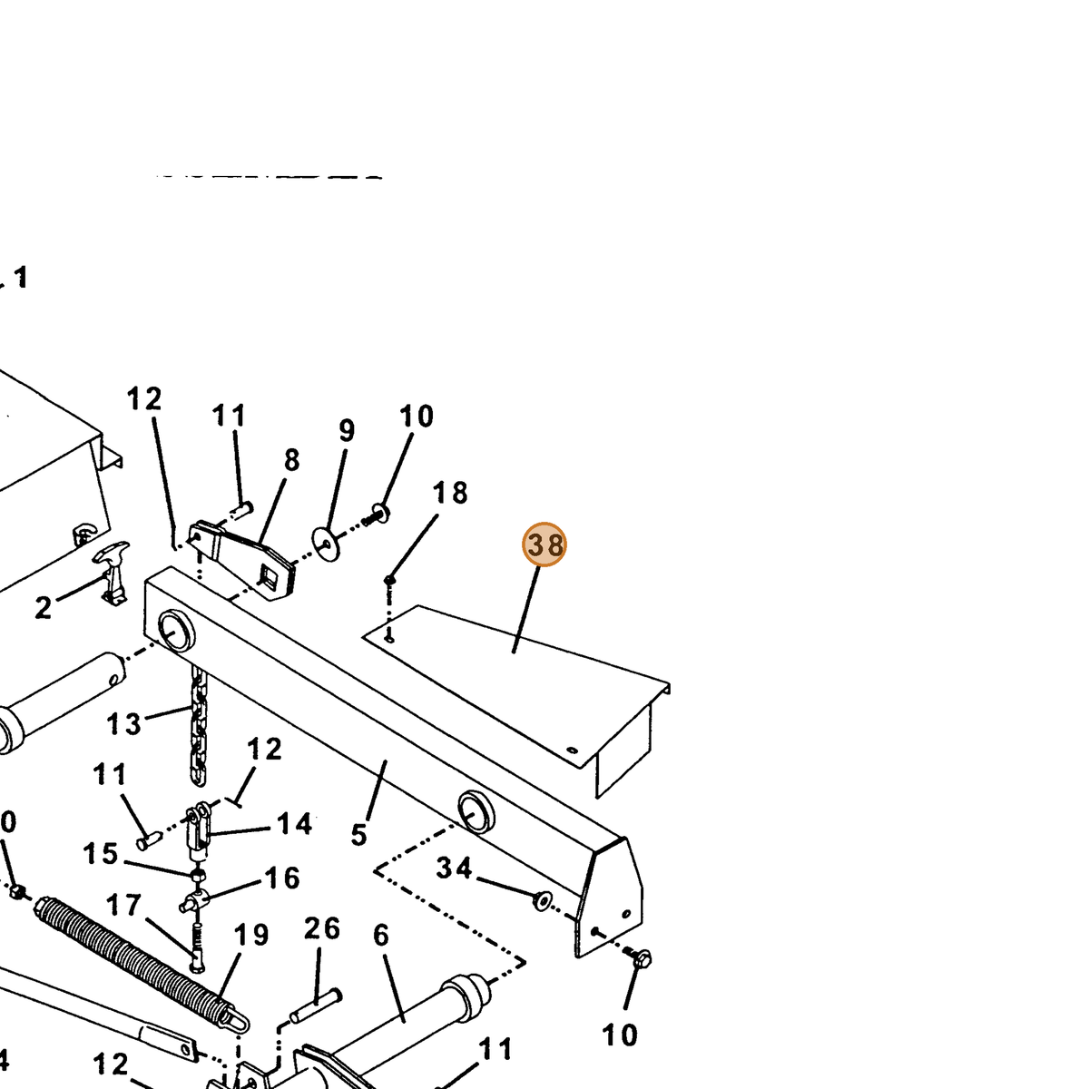 Grasshopper part 722262 — IPL diagram snippet (6x zoom, amber highlight)