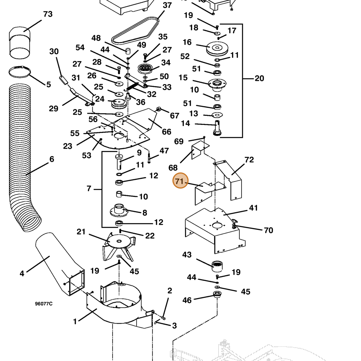 Grasshopper part 722264 — IPL diagram snippet (6x zoom, amber highlight)