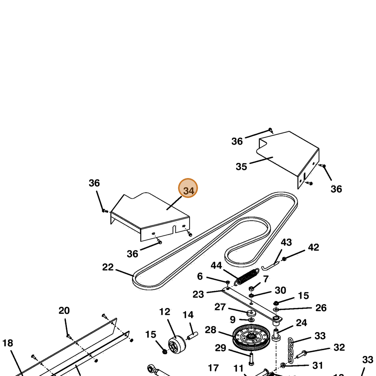 Grasshopper part 722333 — IPL diagram snippet (6x zoom, amber highlight)