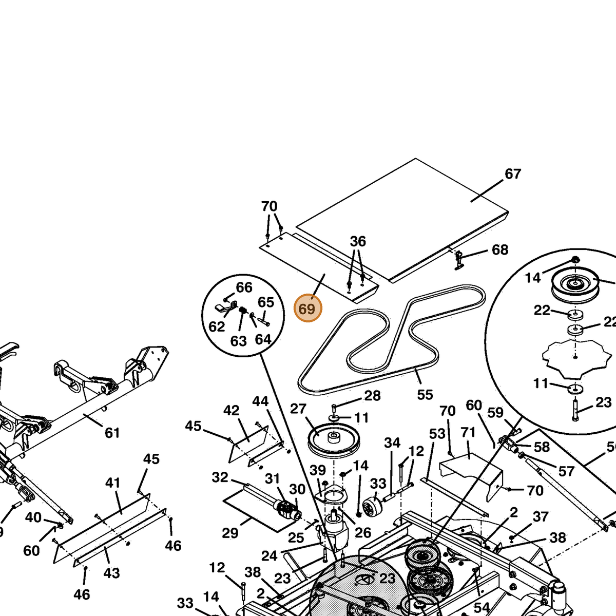 Grasshopper part 722339 — IPL diagram snippet (6x zoom, amber highlight)