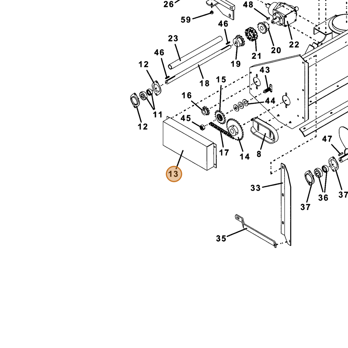 Grasshopper part 722382 — IPL diagram snippet (6x zoom, amber highlight)