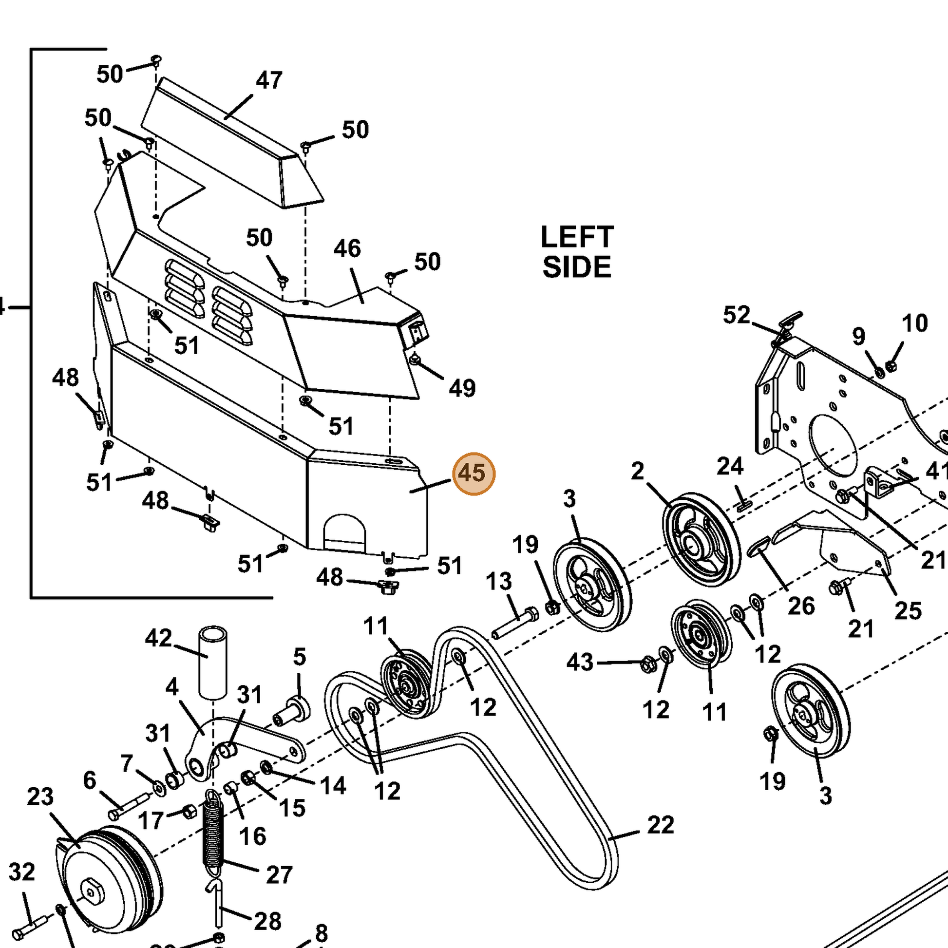 Grasshopper part 722383 — IPL diagram snippet (6x zoom, amber highlight)