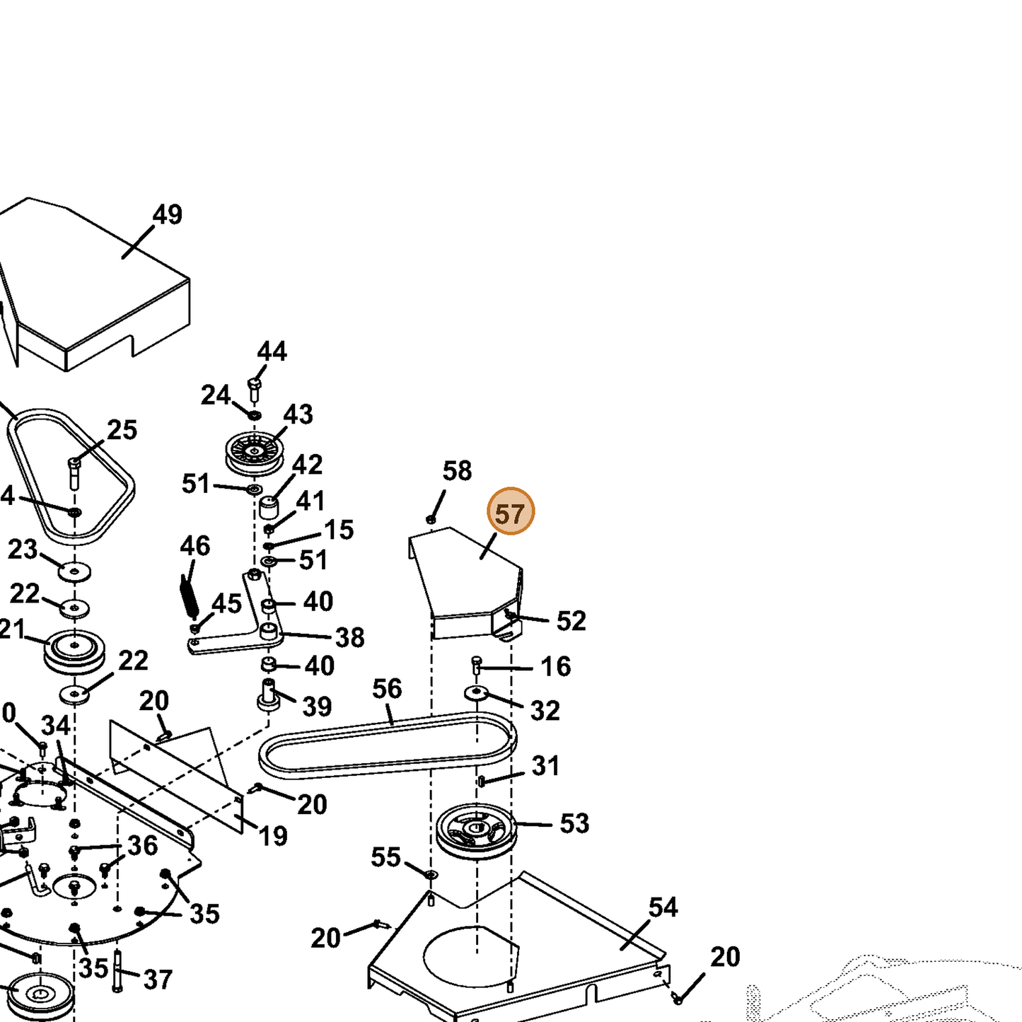 Grasshopper part 722396 — IPL diagram snippet (6x zoom, amber highlight)