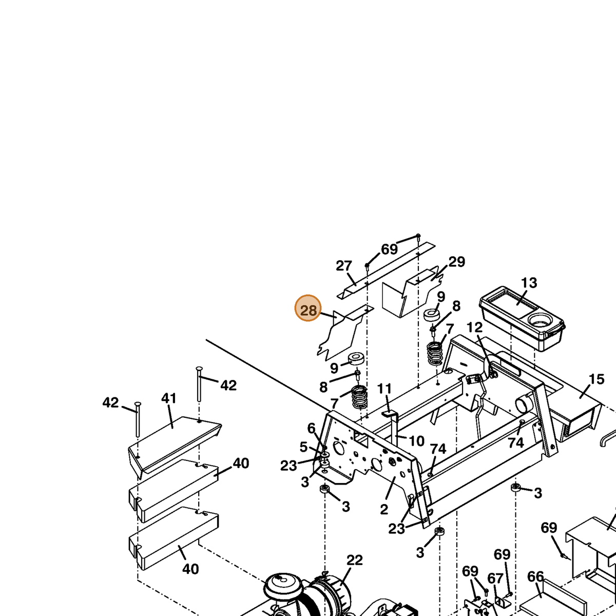 Grasshopper part 722423 — IPL diagram snippet (6x zoom, amber highlight)