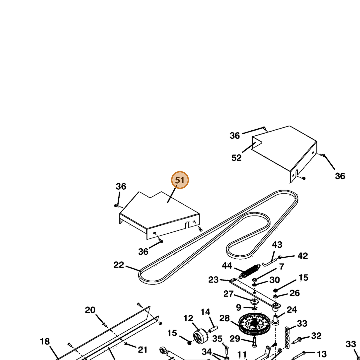 Grasshopper part 722451 — IPL diagram snippet (6x zoom, amber highlight)