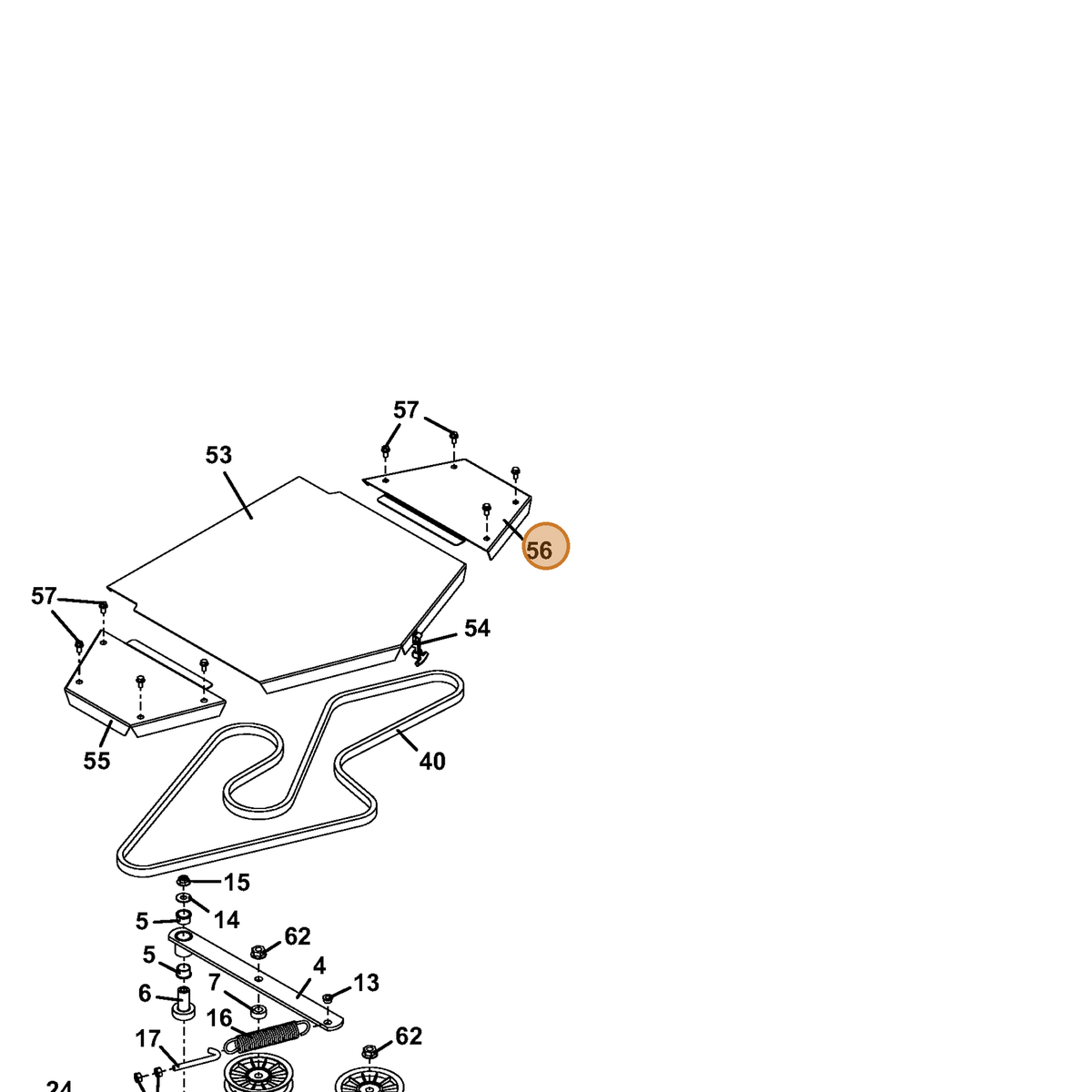 Grasshopper part 722499 — IPL diagram snippet (6x zoom, amber highlight)
