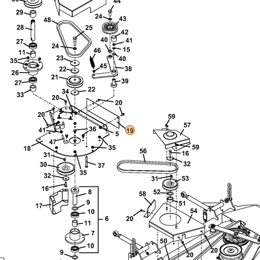 Grasshopper part 722637 — IPL diagram snippet (6x zoom, amber highlight)