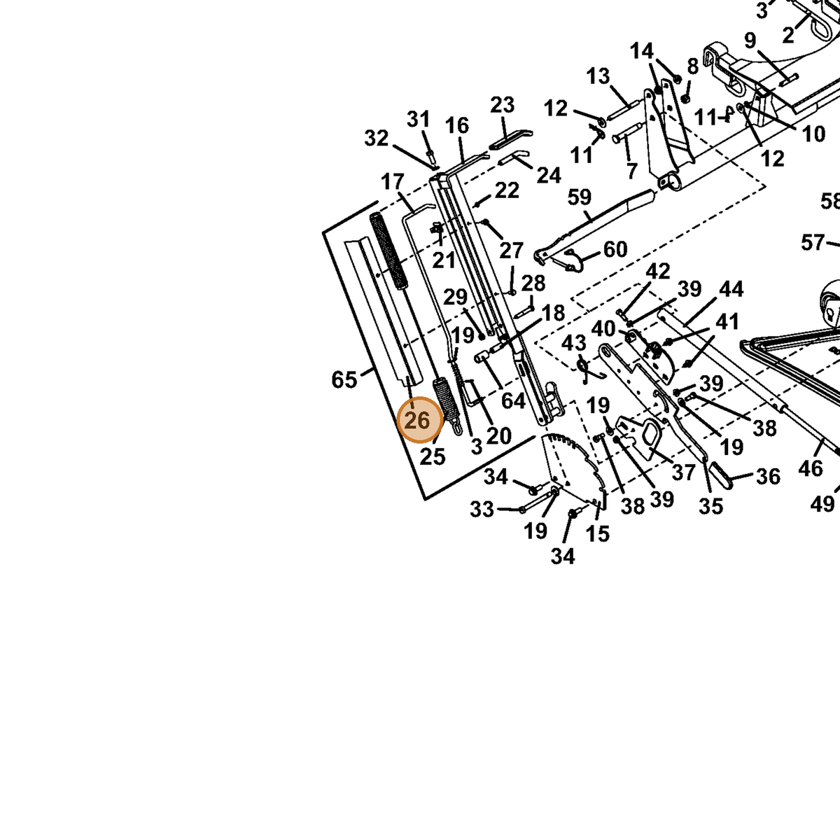 Grasshopper part 722716 — IPL diagram snippet (6x zoom, amber highlight)