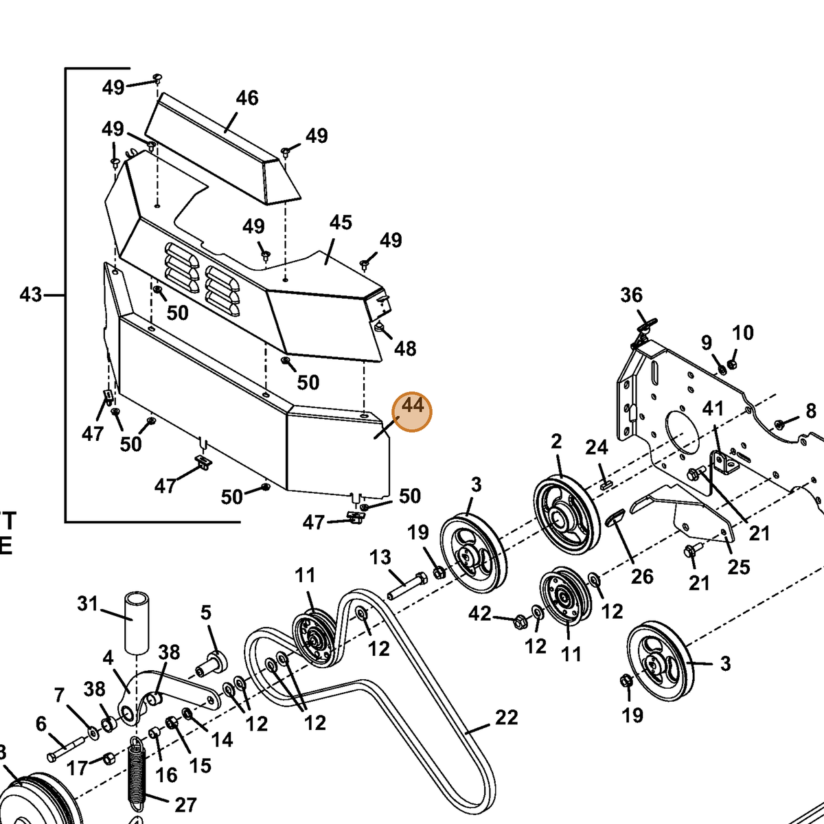 Grasshopper part 722729 — IPL diagram snippet (6x zoom, amber highlight)
