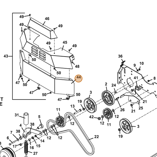 Grasshopper part 722729 — IPL diagram snippet (6x zoom, amber highlight)