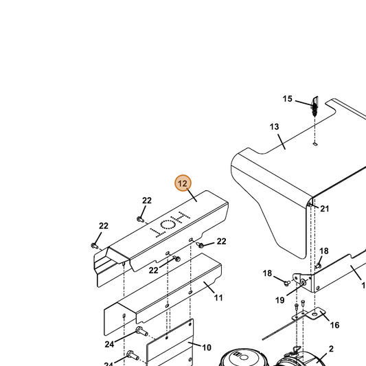Grasshopper part 722732 — IPL diagram snippet (6x zoom, amber highlight)