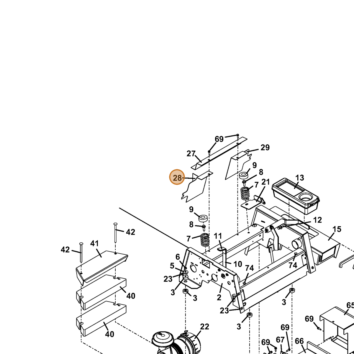 Grasshopper part 722743 — IPL diagram snippet (6x zoom, amber highlight)