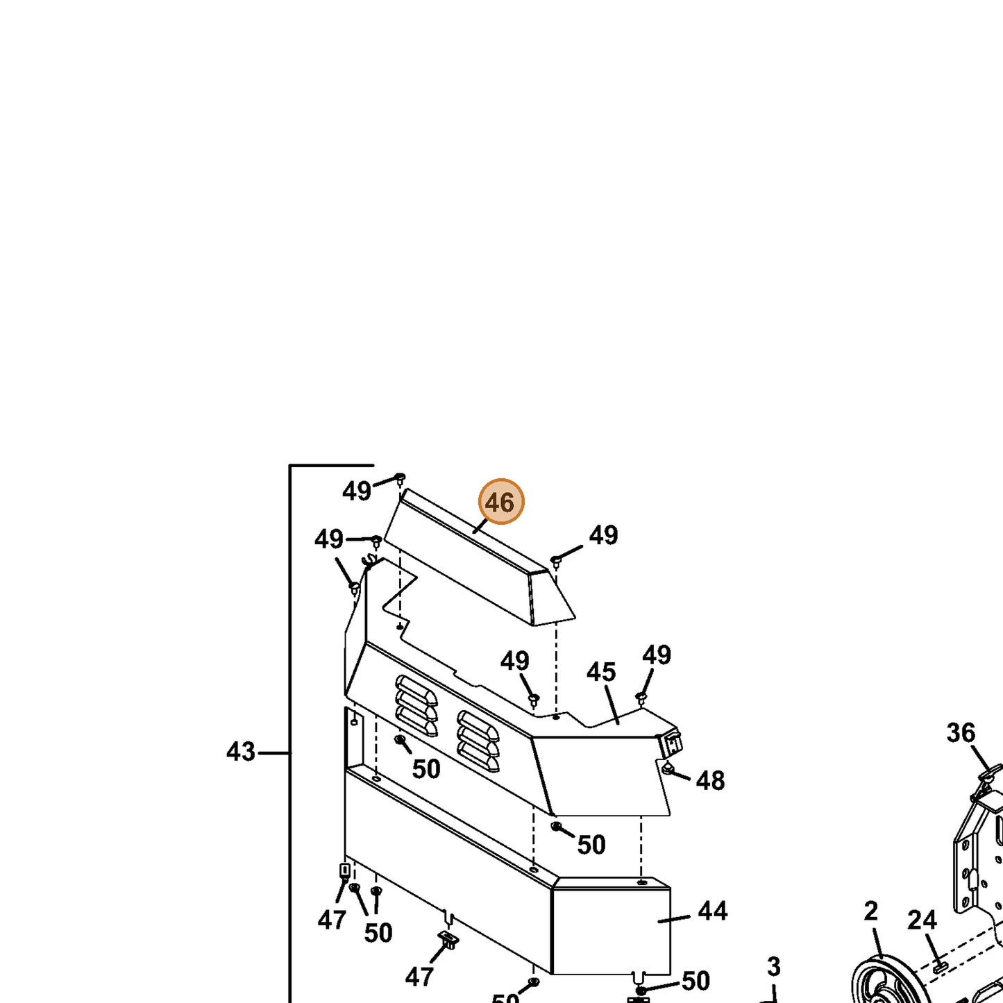 Grasshopper part 722751 — IPL diagram snippet (6x zoom, amber highlight)