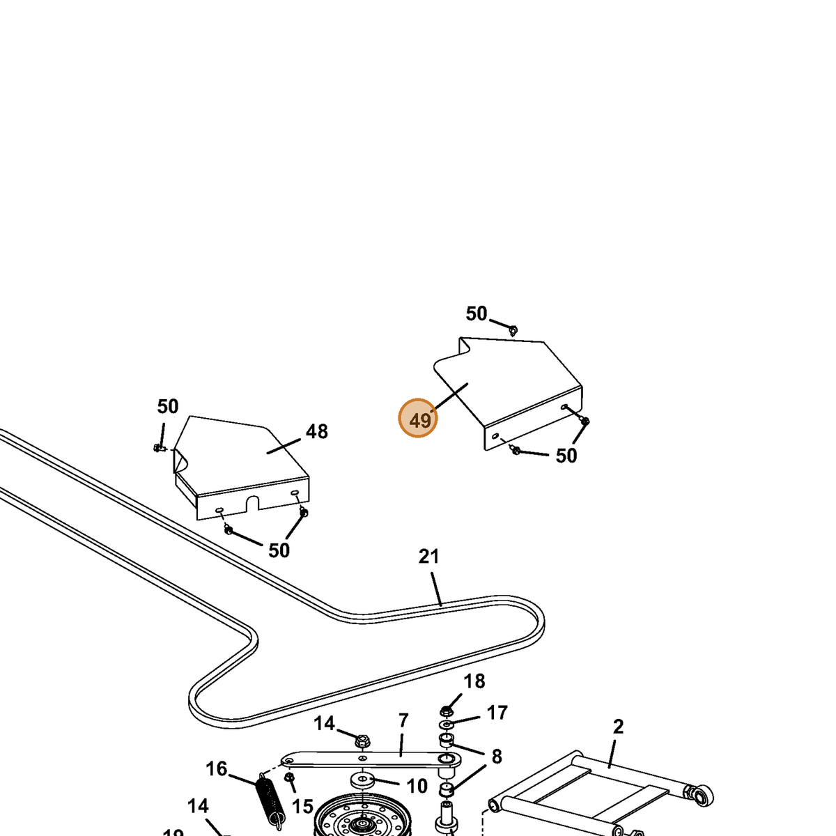 Grasshopper part 722822 — IPL diagram snippet (6x zoom, amber highlight)