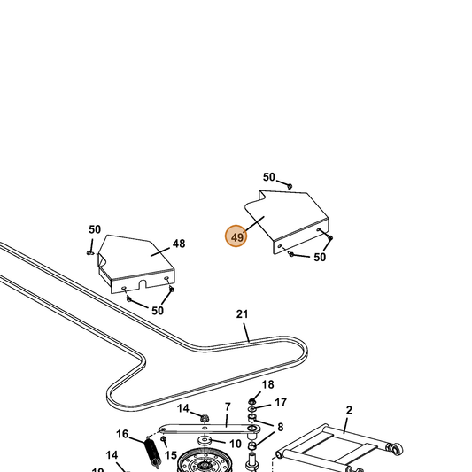 Grasshopper part 722822 — IPL diagram snippet (6x zoom, amber highlight)