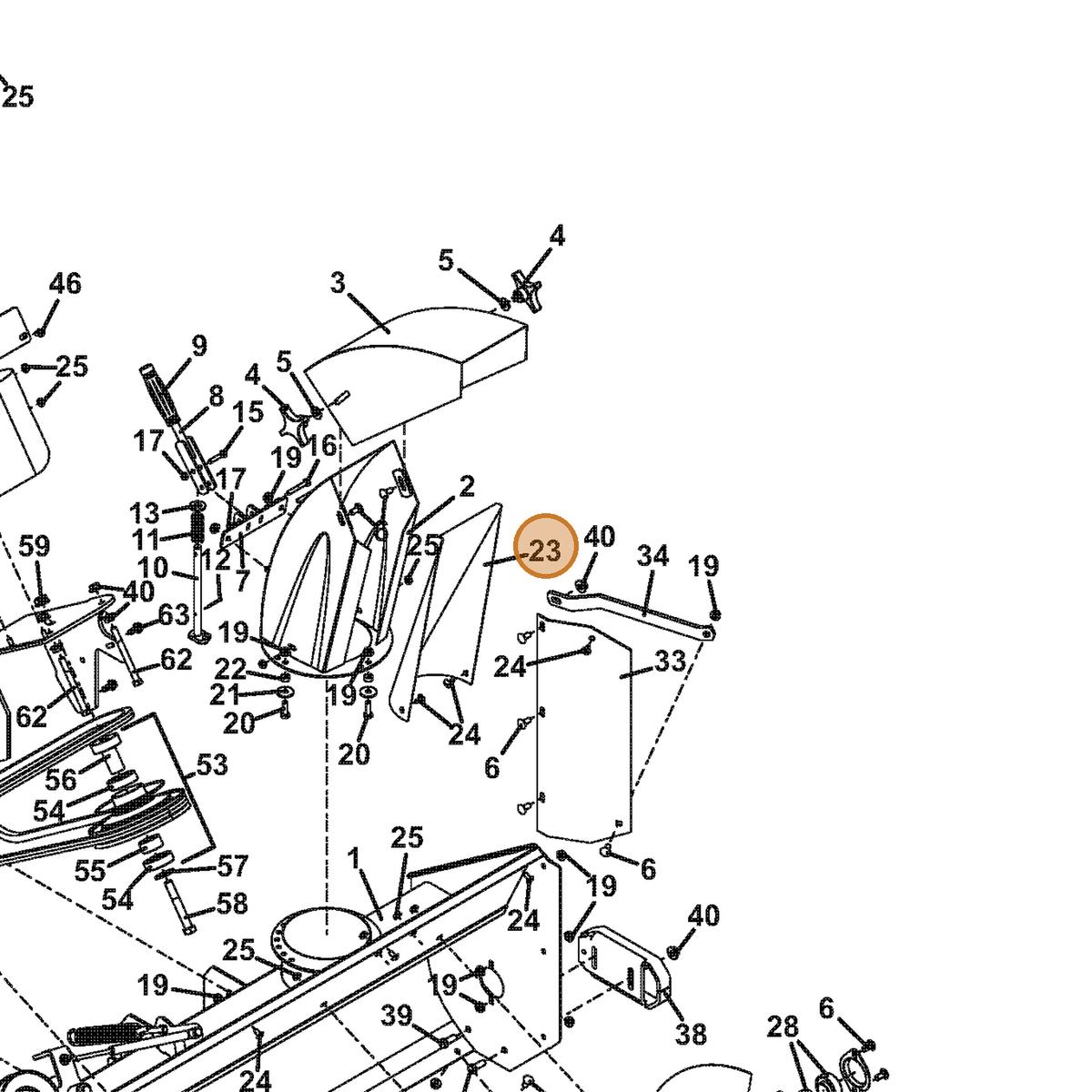 Grasshopper part 722881 — IPL diagram snippet (6x zoom, amber highlight)