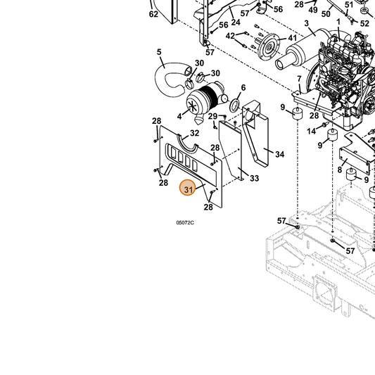 Grasshopper part 722928 — IPL diagram snippet (6x zoom, amber highlight)