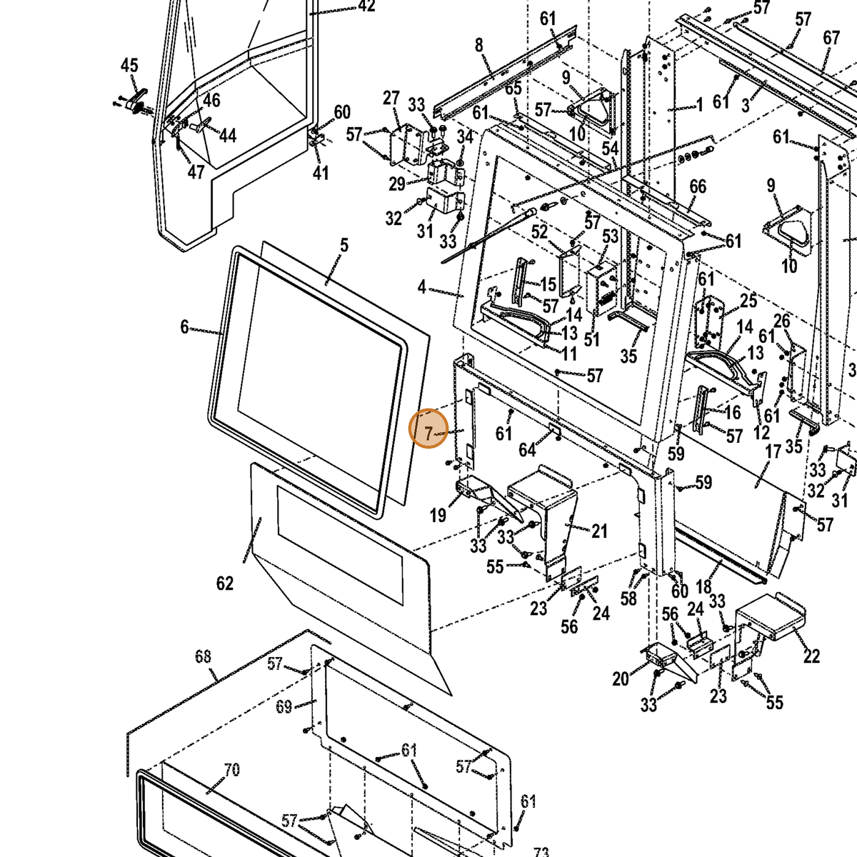 Grasshopper part 722936 — IPL diagram snippet (6x zoom, amber highlight)