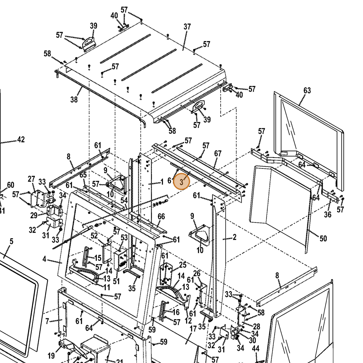 Grasshopper part 722937 — IPL diagram snippet (6x zoom, amber highlight)