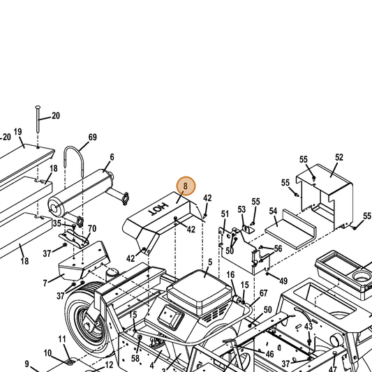 Grasshopper part 722991 — IPL diagram snippet (6x zoom, amber highlight)