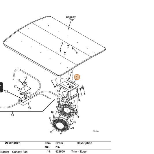 Grasshopper part 723076 — IPL diagram snippet (6x zoom, amber highlight)
