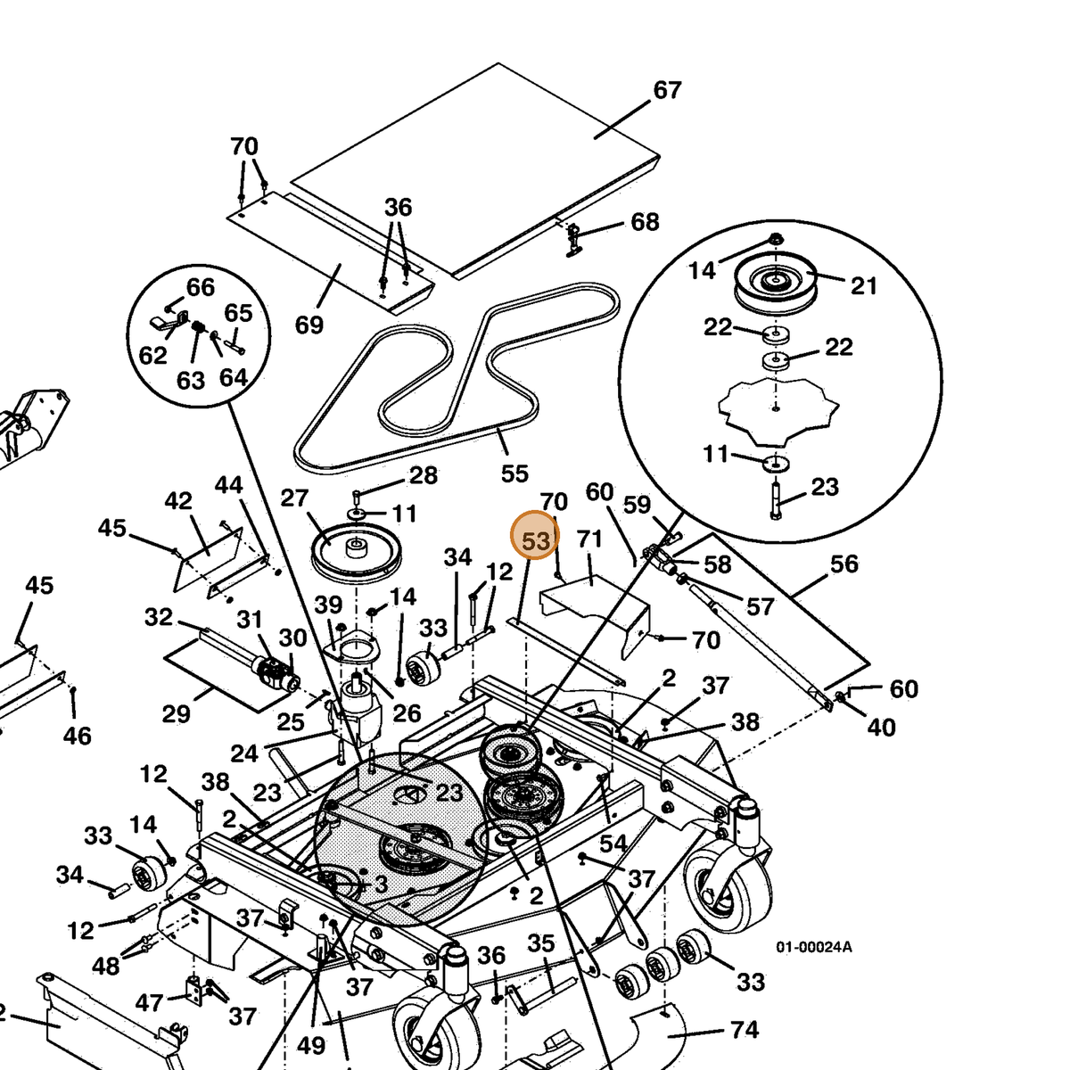 Grasshopper part 723079 — IPL diagram snippet (6x zoom, amber highlight)