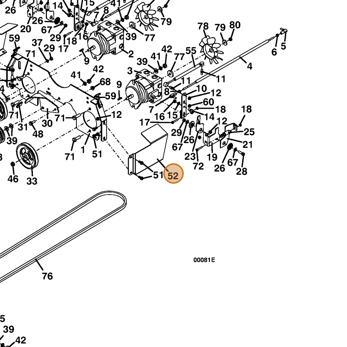 Grasshopper part 723242 — IPL diagram snippet (6x zoom, amber highlight)