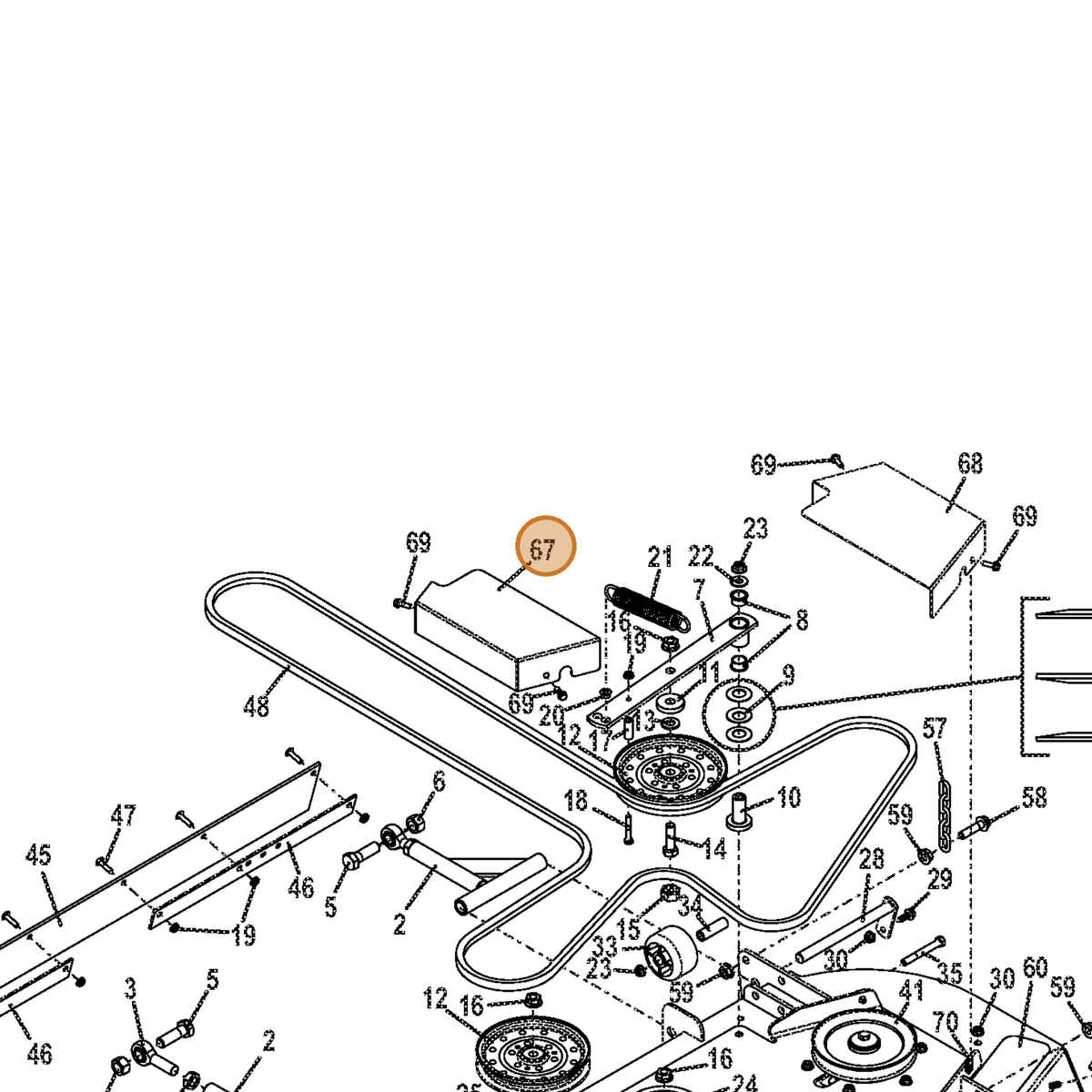Grasshopper part 723505 — IPL diagram snippet (6x zoom, amber highlight)