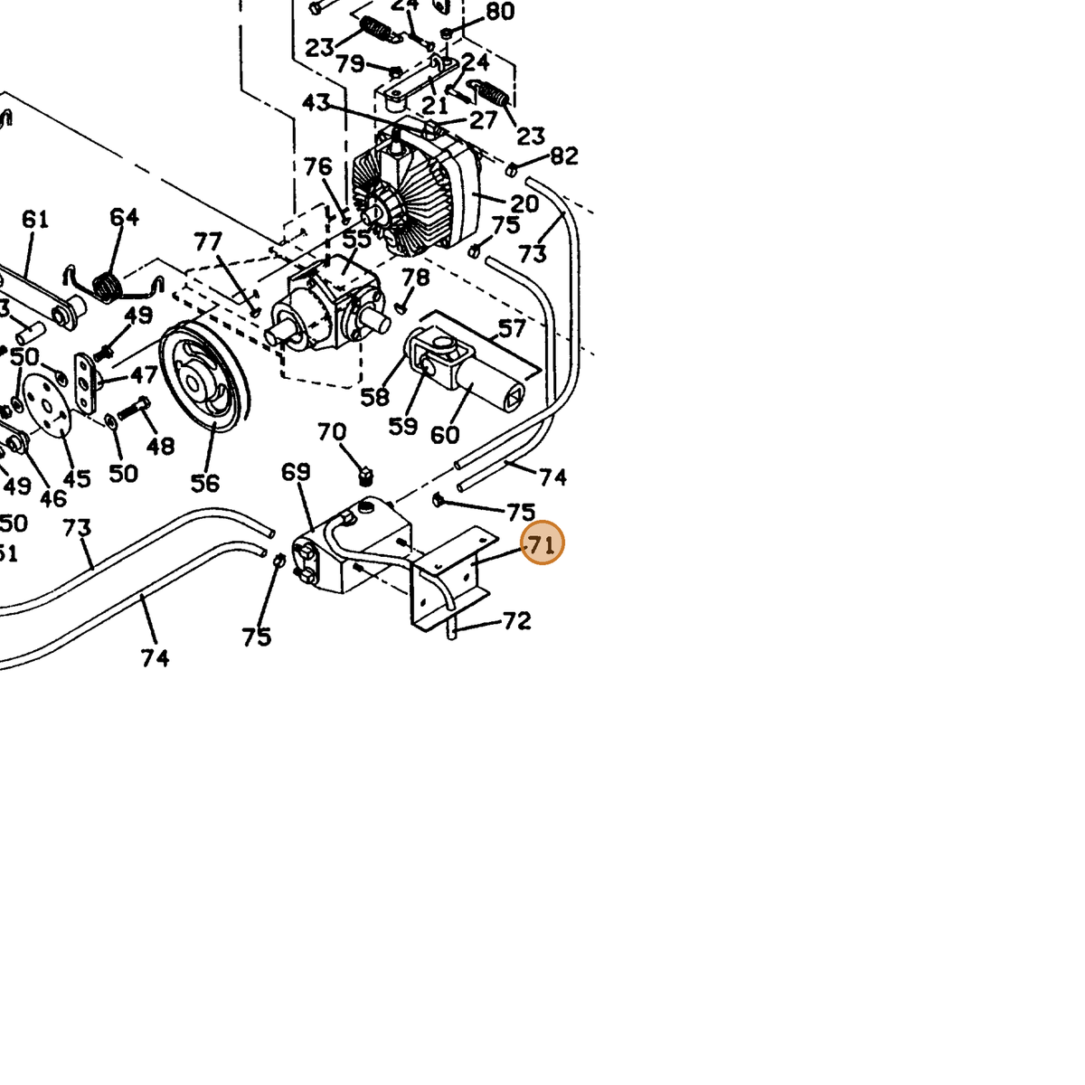 Grasshopper part 724142 — IPL diagram snippet (6x zoom, amber highlight)
