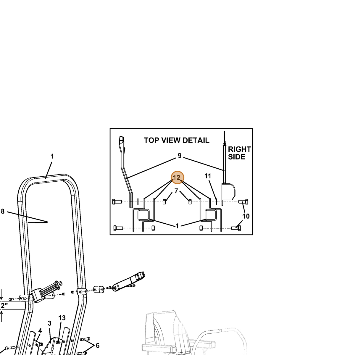 Grasshopper part 724574 — IPL diagram snippet (6x zoom, amber highlight)