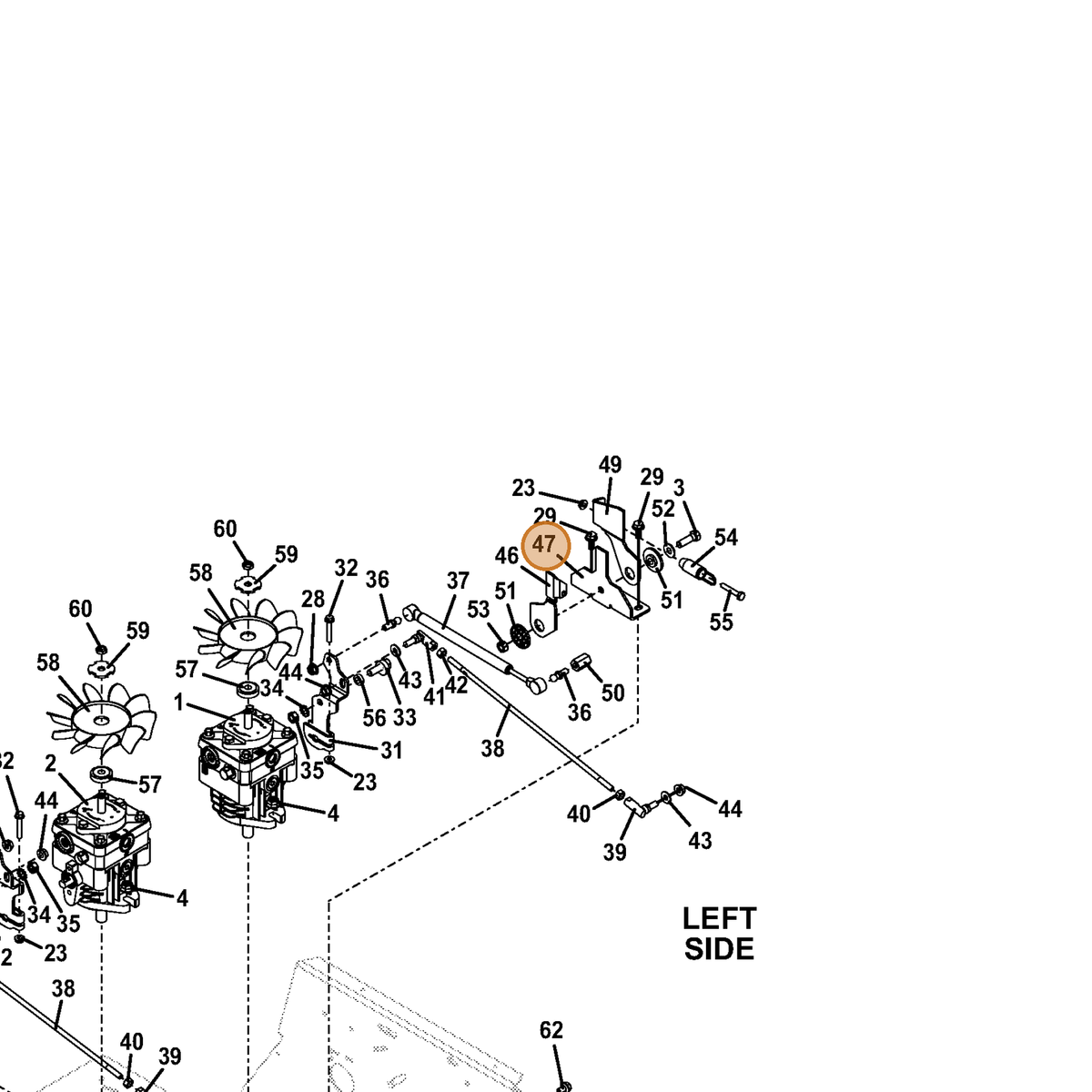 Grasshopper part 724927 — IPL diagram snippet (6x zoom, amber highlight)