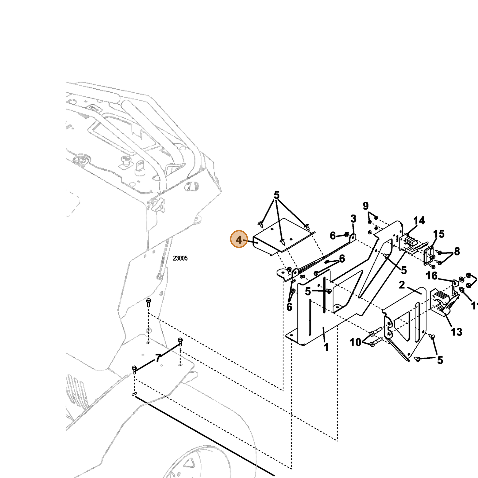 Grasshopper part 724993 — IPL diagram snippet (6x zoom, amber highlight)