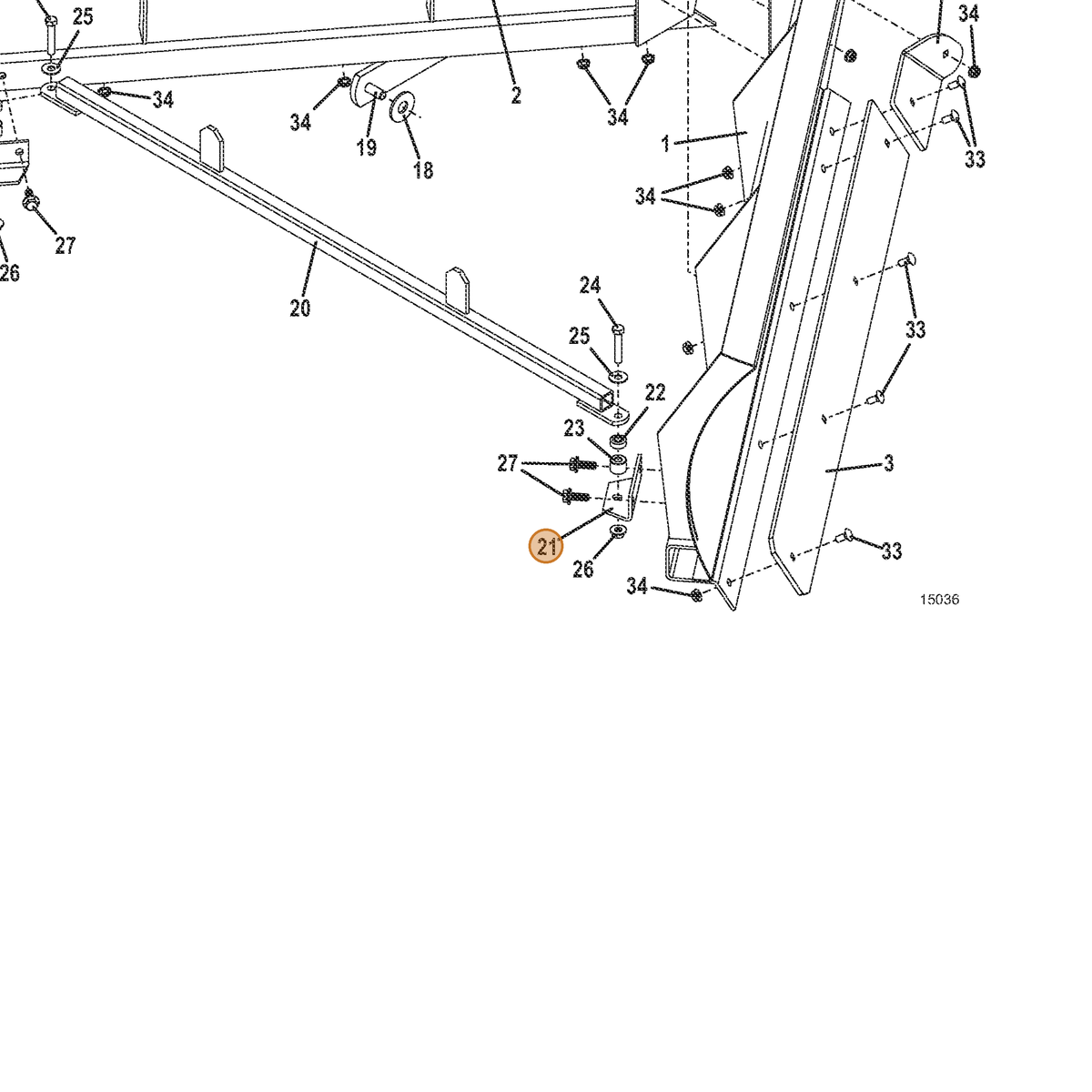 Grasshopper part 725011 — IPL diagram snippet (6x zoom, amber highlight)