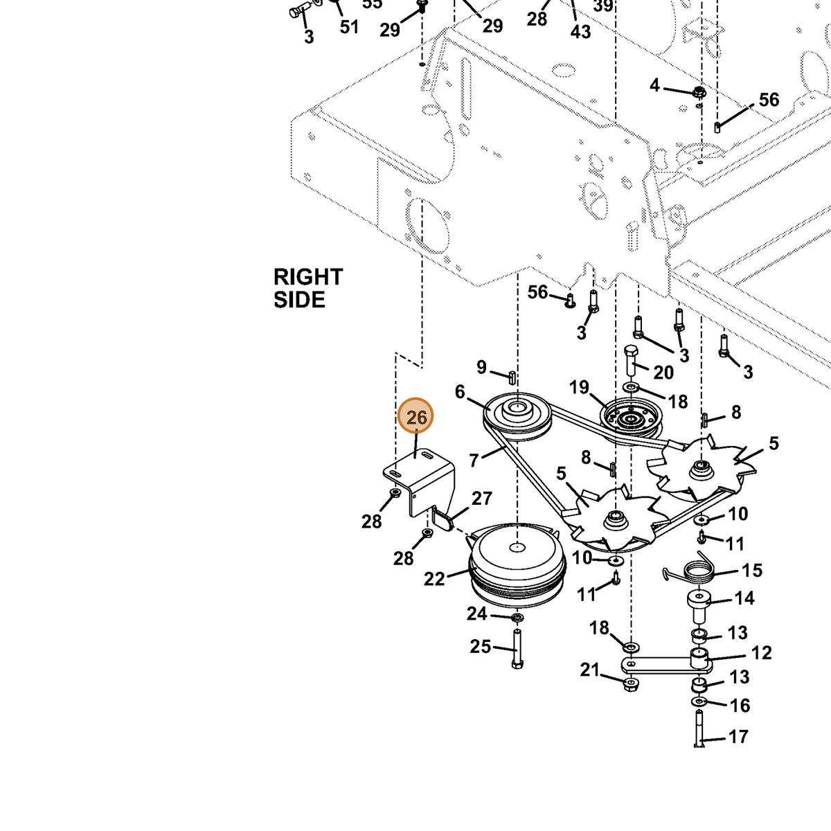 Grasshopper part 725123 — IPL diagram snippet (6x zoom, amber highlight)