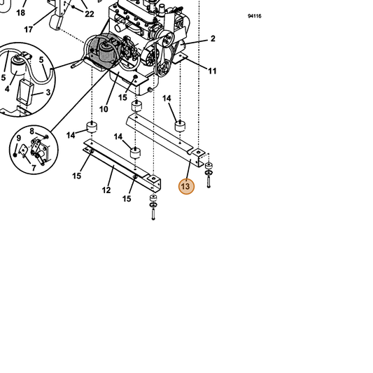 Grasshopper part 725301 — IPL diagram snippet (6x zoom, amber highlight)